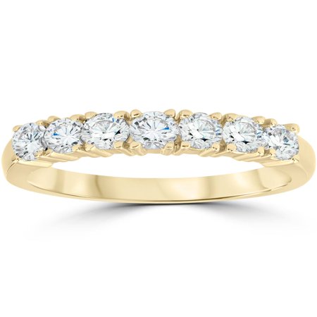 14k Yellow Gold Anniversary Band - 1ct Diamond Wedding Ring Anniversary 14k Yellow Gold 7-Stone Womens Band