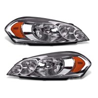 Headlight Assembly for 2006-2013 Chevy Impala 06 07 Chevy Monte Carlo Replacement Headlamp Driving Light Chrome Housing Amber Reflector Clear Lens