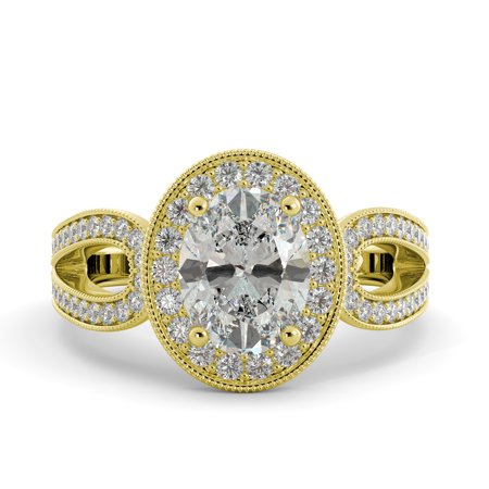 - 4.98 ct Oval Brilliant Moissanite & Diamond Antique Engagement Ring 18kYellowGold