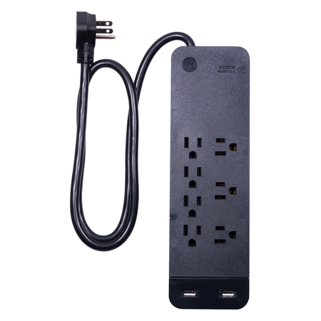 GE Pro 7-Outlet 2-USB Power Strip Surge Protector, 3ft. Cord,