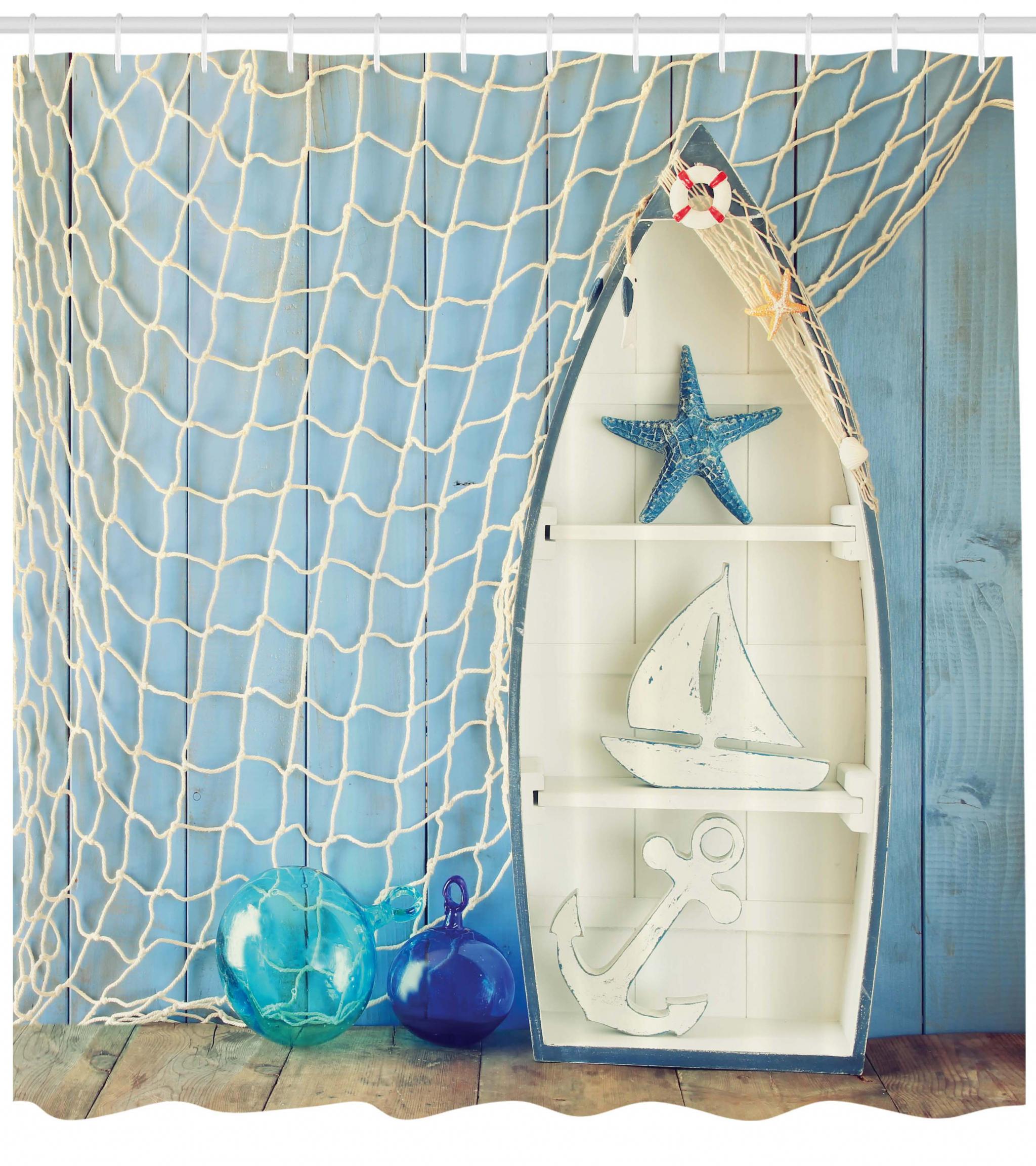 Tgyew Lighthouse Shower Curtain Pale Blue Purple Red Fabric