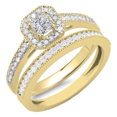 14k Celtic Engagement Ring - Dazzlingrock Collection 0.65 Carat (ctw) 14K White Diamond Ladies Bridal Halo Engagement Ring Set, Yellow Gold, Size 6