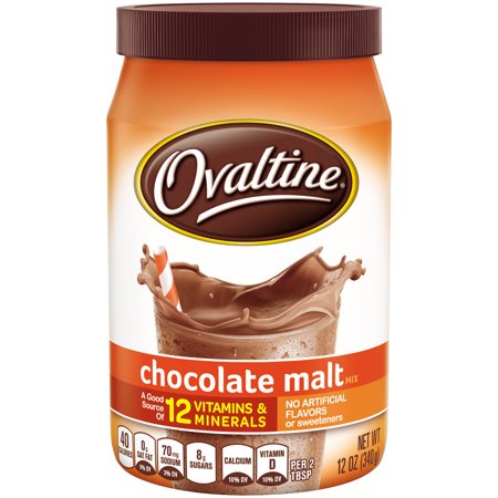 (2 Pack) OVALTINE Chocolate Malt Flavored Milk Mix 12 oz.