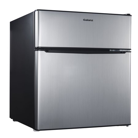 Galanz 3.1 Cu Ft Two Door Mini Fridge GL31S5, Stainless ...