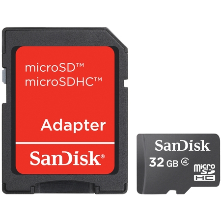 SanDisk 32GB microSDHC Flash Memory Card With Adapter - C4, Full HD, Micro SD Card -