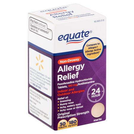 Equate Fexofenadine Non-Drowsy Allergy Relief Tablets (45 Ct) & Equate ...