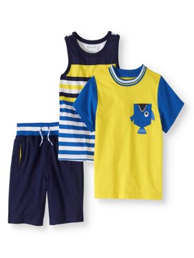 Toddler Boy Tank Top, Colorblock T-shirt & Knit Shorts, 3pc Outfit Set