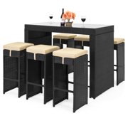 Bar Height Patio Sets Best Choice Products 7 Piece Outdoor Rattan Wicker Bar Dining Patio Furniture Set W