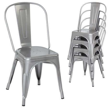Best Choice Products Set of 4 Stacking Modern Industrial Metal Dining Chairs (Best Of Me Tab)