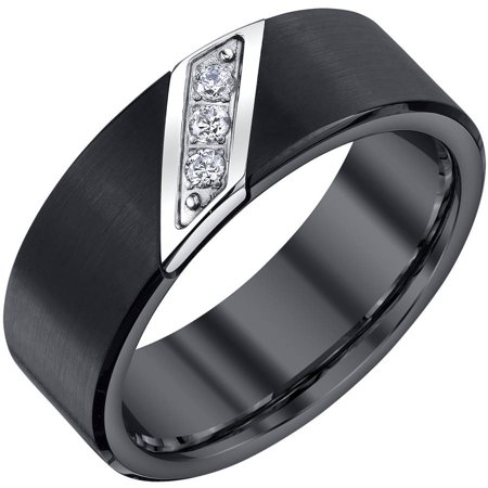 Men's 0.10 Carat T.W. Diamond Black Tungsten Band