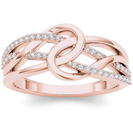 - 1/6 Carat T.W. Diamond Interlocking Loop 10kt Rose Gold Fashion Ring