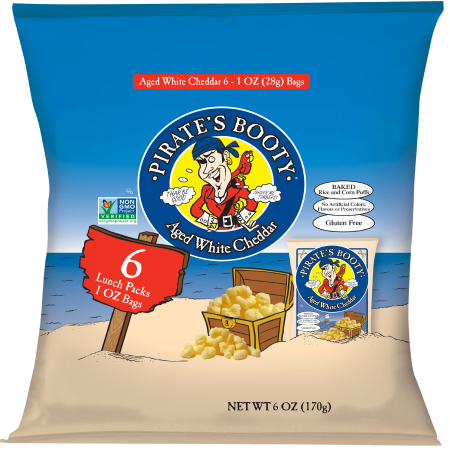 Pirate's Booty Baked Puffs, Aged White Cheddar, 6 bags, 1 Oz each, Allergen-Free, Gluten-Free, Non-GMO, No Artificial Ingredients, Healthy (Top 10 Best Booty)