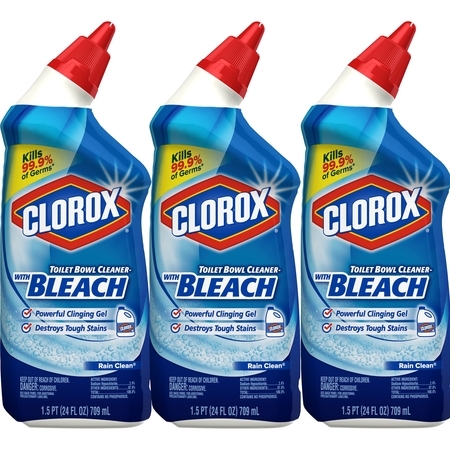 Clorox Toilet Bowl Cleaner with Bleach, Rain Clean - 24 Ounces, 3 (Best Thing To Clean Toilet Bowl)