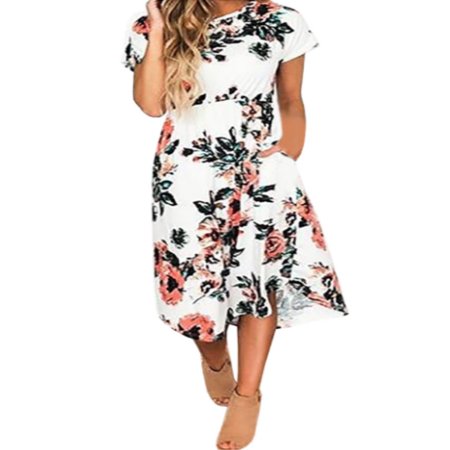 - Sexy Women Fashion Casual Summer Short Sleeve Dress