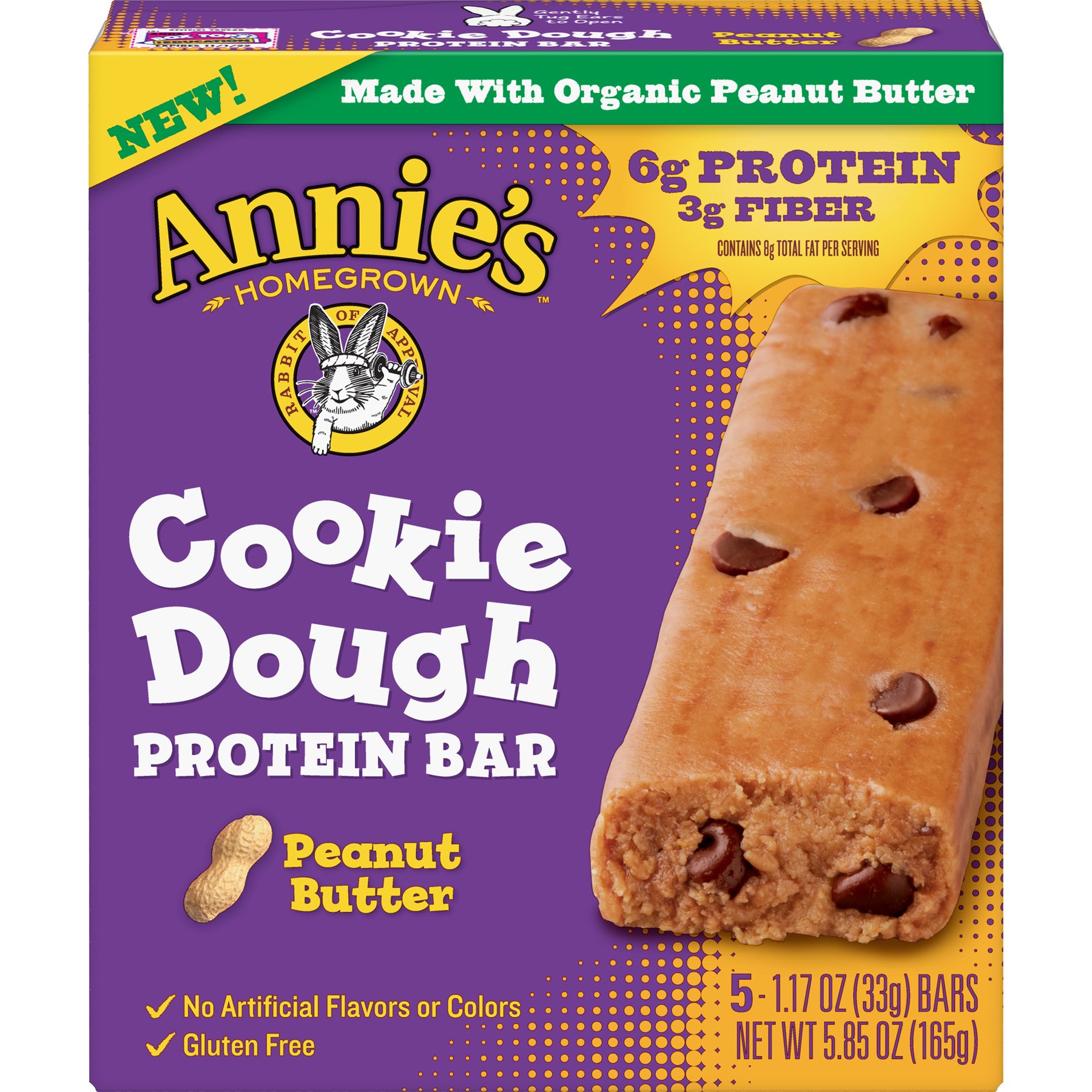 Annie S Peanut Butter Cookie Dough Protein Bars 5 Count Walmart