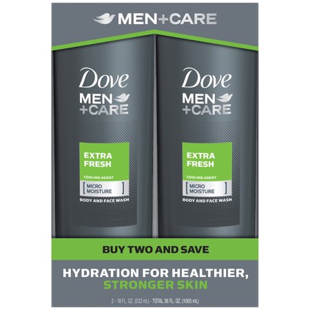Body Care Collection - Dove Men+Care Body and Face Wash Extra Fresh 18 oz, Twin Pack