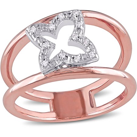 Double Blend - Diamond-Accent Two-Tone Sterling Silver Double Band Design Ring