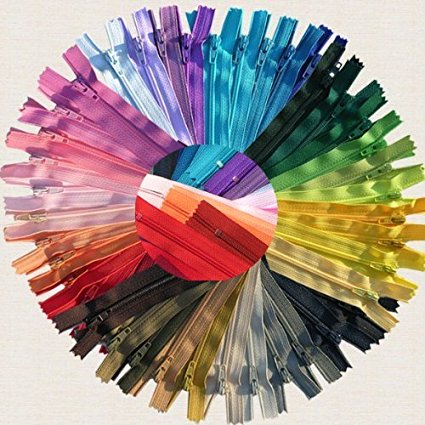 - ZipperStop Wholesale Authorized Distributor YKK® #3 Skirt & Dress Zippers 8 Inch ~ Assortment of Colors (25 Zippers) + Custom Printed Ribbon