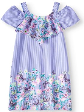 Overlay Border Print Dress (Little Girls, Big Girls & Big Girls Plus)