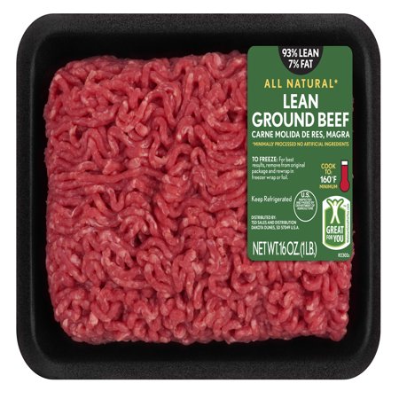93% Lean/7% Fat, Lean Ground Beef, 1 lb - Walmart.com