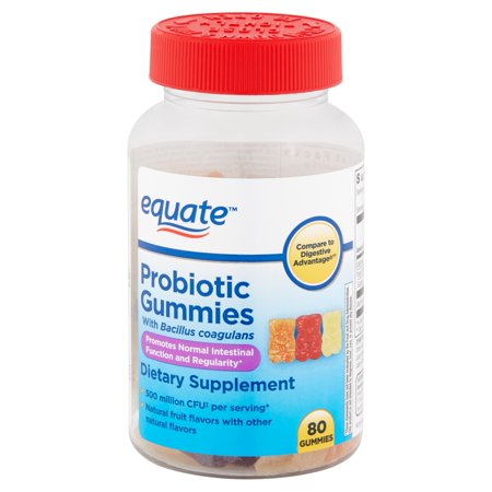 Equate Probiotic Gummies Non-Dairy Daily Gummy Bear Supplement, 80 ...