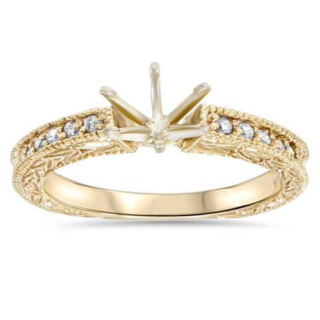 - Gold 1/4ct Diamond Engagement Semi Mount Ring Setting