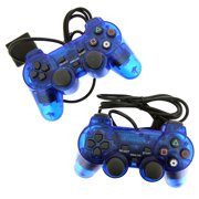 2 Blue Wired Replacement Controller For Playstation PS1 PS2 Black by TekDeals