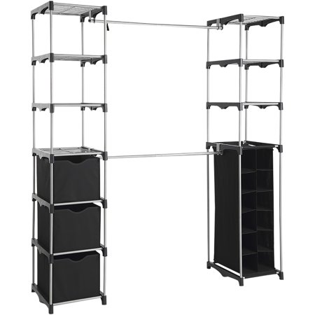 Mainstays™ Closet Organizer, 2-Tower 9-Shelves, Easy to ...