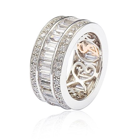 - Sterling Silver Cubic Zirconia White Baguette Modern Eternity Band