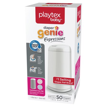 Playtex Diaper Genie Expressions Customizable Diaper Pail with Starter (Best Nappy Disposal System)