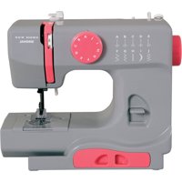 Janome Basic 10-Stitch Portable Sewing Machine with Top Drop-In Bobbin, 4-Piece Feed Dog and Accessory Storage, Graceful Gray