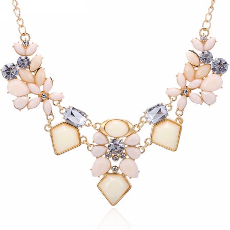Amethyst Crystal Pendant Necklace - Women Fashion Crystal Necklace Jewelry Statement Pendant Charm Chain Choker