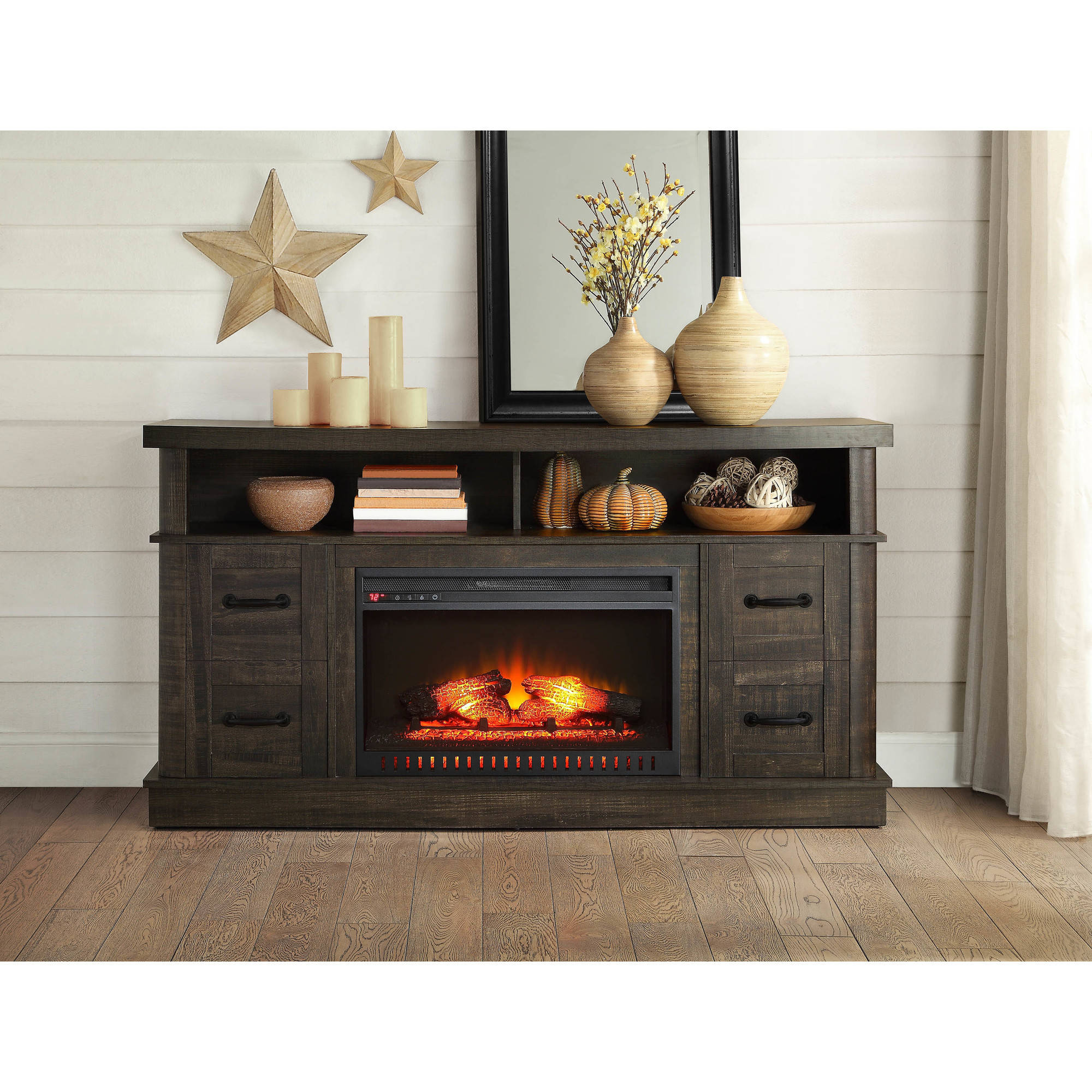 Whalen Weathered Dark Pine Media Fireplace Console for TV's up to 70''