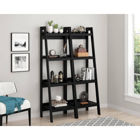 Ameriwood Home Lawrence 4 Shelf Ladder Bookcase Bundle Black Set Ameriwood Home Lawrence 4 Shelf Ladder Bookcase Bundle Black Set Of 2 Com
