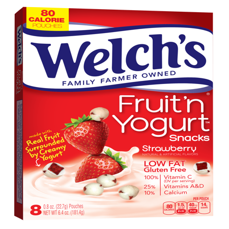 (3 Pack) Welch's Fruit 'N Yogurt Strawberry Snacks, 0.8 oz, 8 (The Best Fruit Snacks)