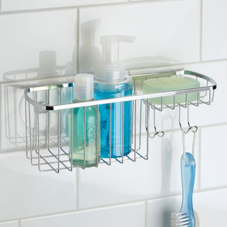 InterDesign Suction Bathroom Shower Caddy Combo Organizer Basket, Polished Stainless (Best Stainless Steel Shower Caddy)