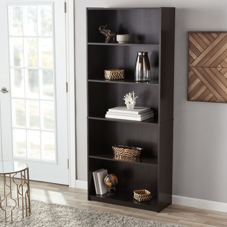 Mainstays 71" 5-Shelf Standard Bookcase, Multiple Finishes