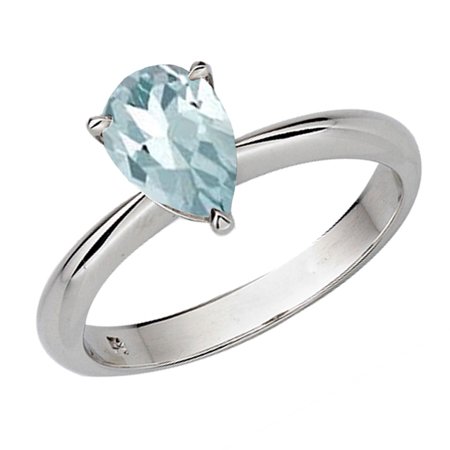 - Dazzlingrock Collection Sterling Silver 8X6 MM Pear Aquamarine Solitaire Bridal Engagement Ring, Size 6