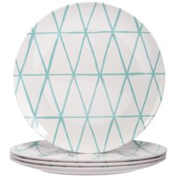 Better Homes and Gardens Mint Triangle Lines Melamine Dinner Plate, Set of 4