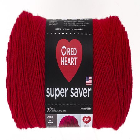 Red Heart Super Saver Acrylic Economy Cherry Red Yarn, 1