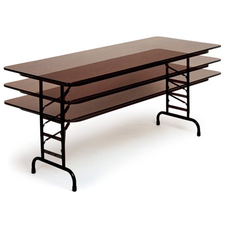 Correll Melamine Walnut - Correll Rectangle Melamine Adjustable Height Folding Table