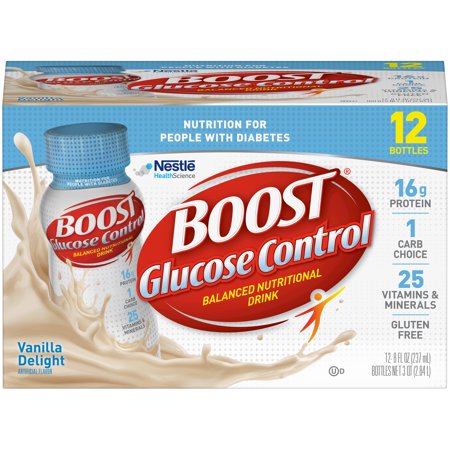 - Boost Glucose Control Balanced Nutritional Drink, Vanilla Delight, 8 fl oz Bottle, 12 Count
