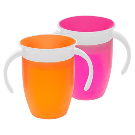 - Munchkin Miracle 360 7oz Trainer Cup, BPA-Free, 2-Pack, Pink/Orange