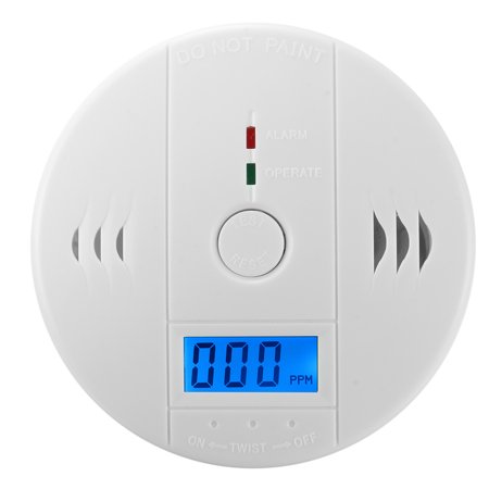 battery detector alarm monoxide lcd warning smoke sensor carbon portable included security powered fire way