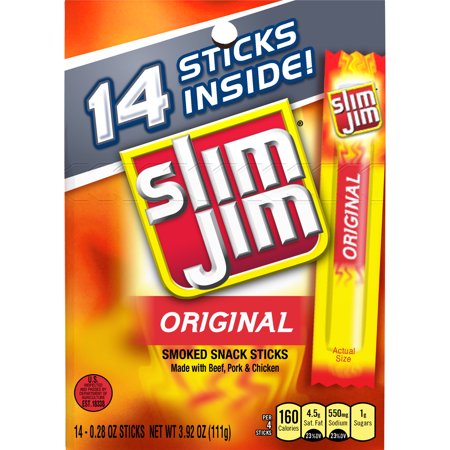 Slim Jim Original Smoked Snack Stick, 0.28 Oz., 14