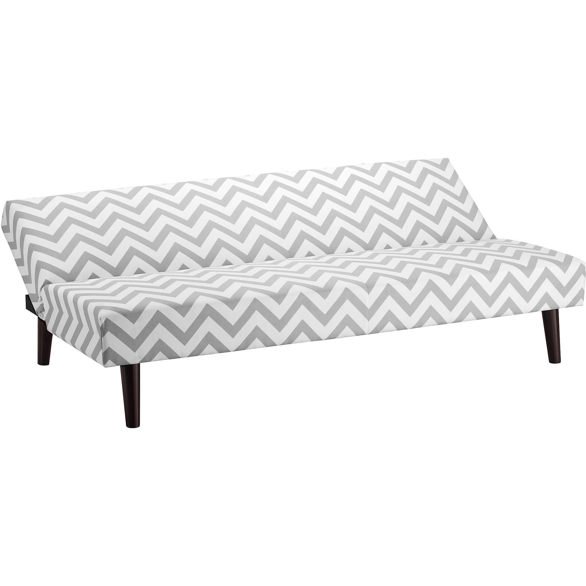 Kinsley Chevron Futon, Gray and White