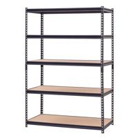 Muscle Rack 48"W x 24"D x 72"H 5-Shelf Steel Shelving, Black