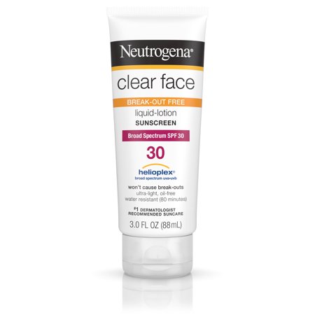 Neutrogena Clear Face Liquid Lotion Sunscreen with SPF 30, 3 fl. (Best Face Sunblock For Sensitive Skin)
