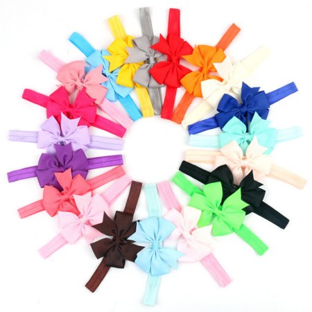 20 Pieces Girl Baby Girls Infant Boutique Wave Hair Flower Headband Hair Bow (Best Hair Bands For Working Out)