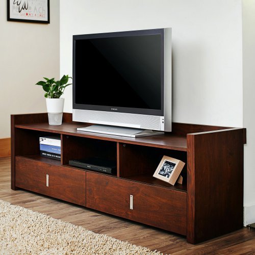 Furniture of America Helenza 60 in. Vintage Walnut Entertainment TV Stand